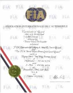 FIA record certificate